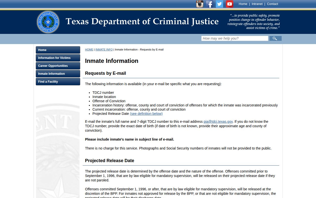 Liberty County TDCJ released inmate photograph restriction