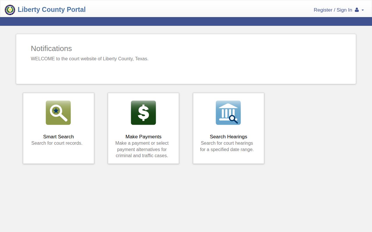 Liberty County court release record search portal