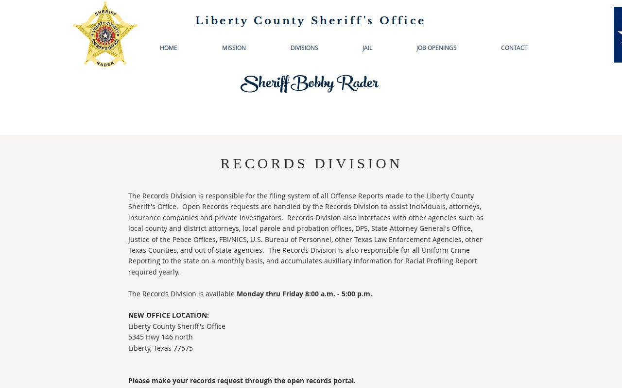 Liberty County released inmate mugshot records request channels