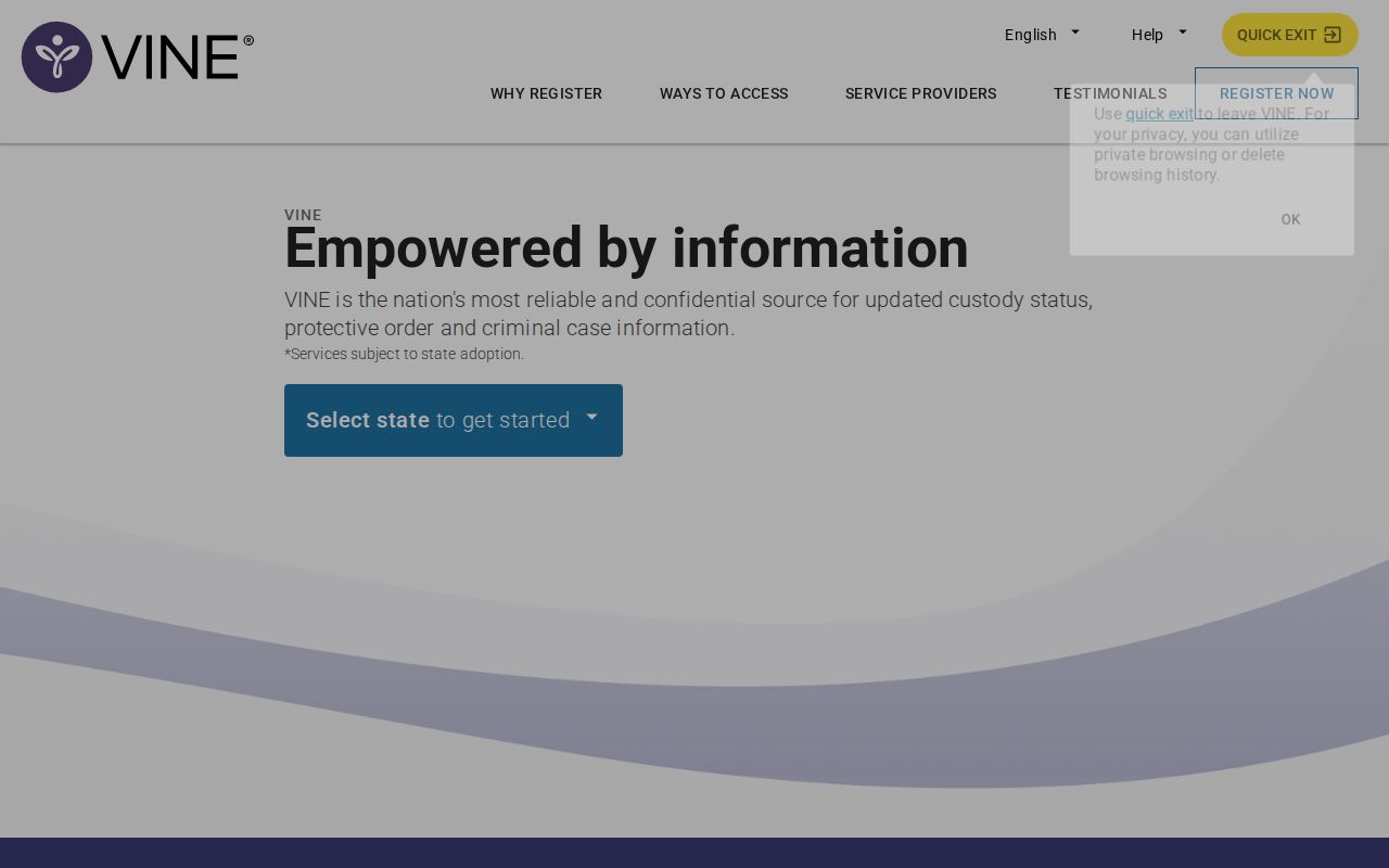 Liberty County VINELink inmate search interface in Texas