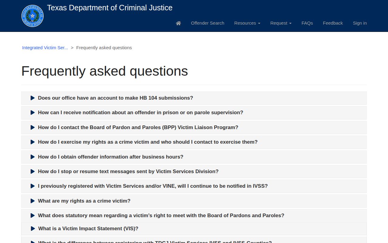 Liberty County TDCJ release notifications through IVSS